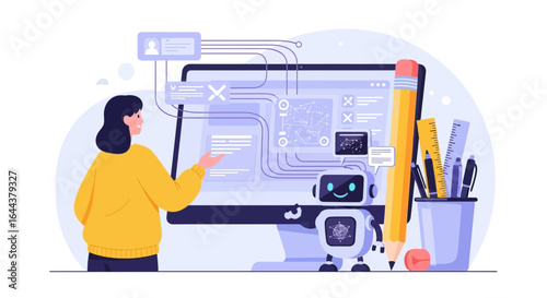 Human and AI Collaboration in Software Development and Design Process Illustration