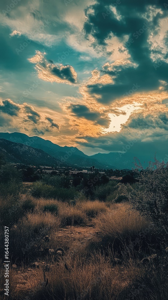 Obraz premium A beautiful mountain range with a cloudy sky