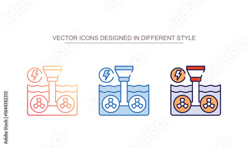 Ocean Energy icon design with white background stock illustration