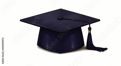 Classic Dark Blue Graduation Cap with Gold Tassel