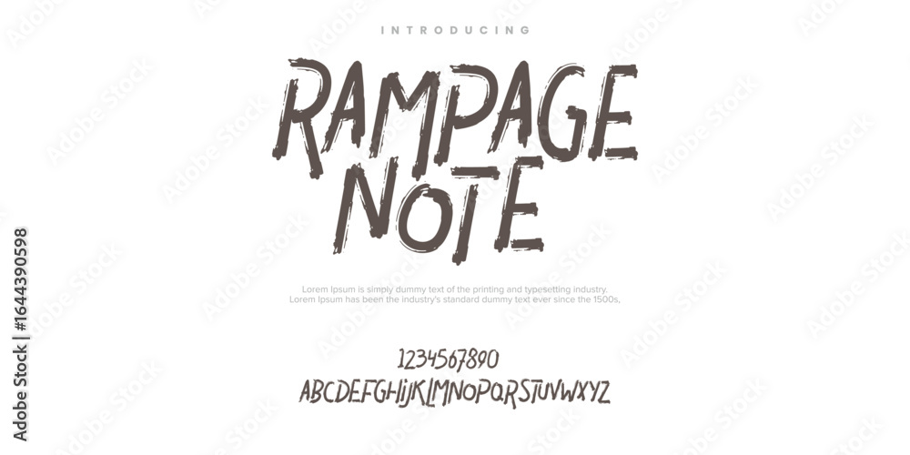 Fototapeta premium Rampage Note rough abstract digital alphabet font typography. Bold Condensed Display Font. Vector illustration 