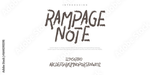 Rampage Note  rough abstract digital alphabet font typography. Bold Condensed Display Font. Vector illustration
