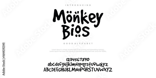 Monkey Bios rough abstract digital alphabet font typography. Bold Condensed Display Font. Vector illustration
