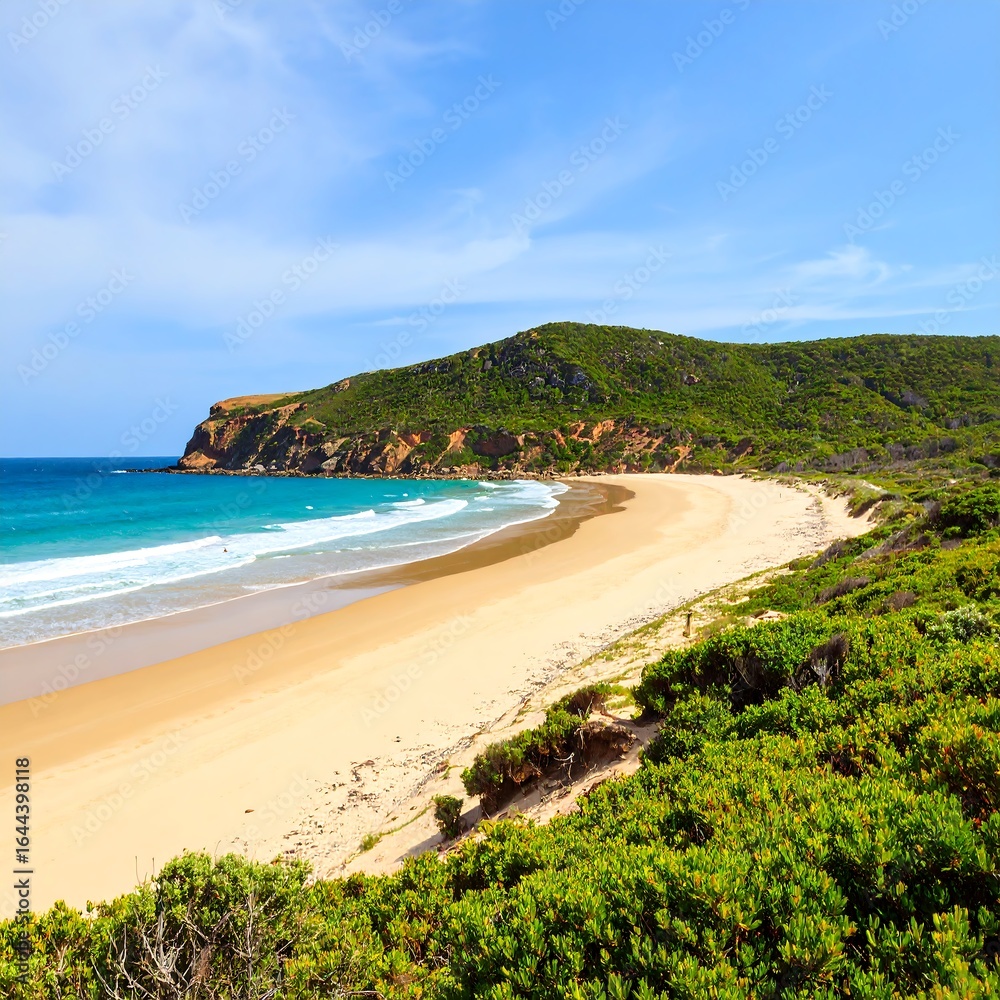 Fototapeta premium Coastal beach scene with vibrant colors
