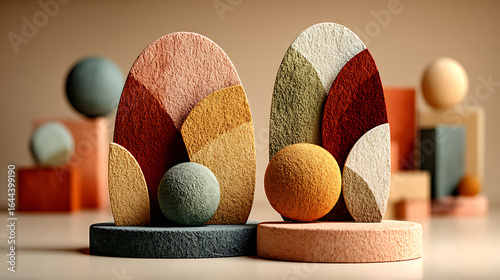 Minimalist pastel abstract geometric art display images