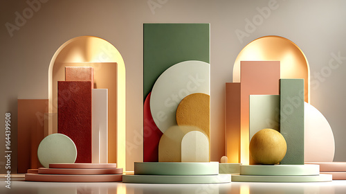 Modern geometric shapes with pastel color wallpaper images