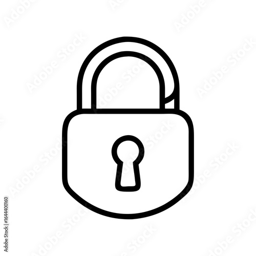Simple Black Outline Padlock Icon with Keyhole