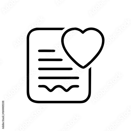Heart outline document icon representing wishlist or favorite list
