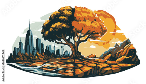 Adventurer Climbing Rocky Terrain Surrounded by Nature and Mountains