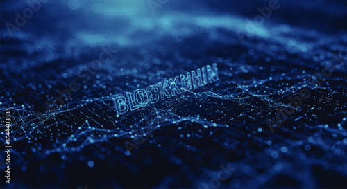Glowing Blue Blockchain Network with Connected Nodes and Data Flow
