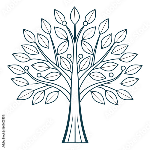 Delicate line drawing of a street tree whose trunk.