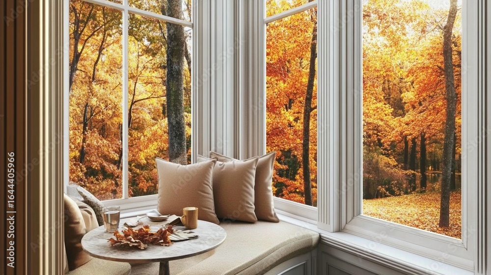 Obraz premium Autumn Window Seat Cozy View