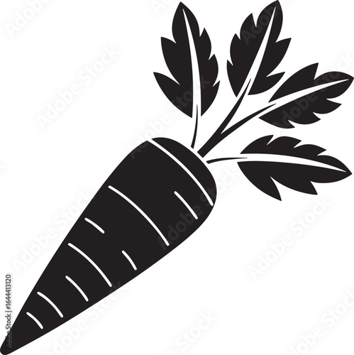 Black and white illustration of a fresh carrot