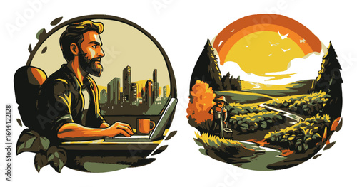 Serene Wilderness Landscapes with Deer, Bears, and Golden Sunsets