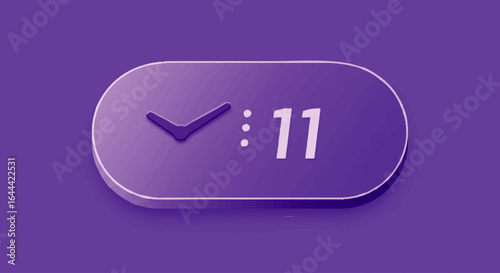 Purple Oval Clock Icon Showing 11 O'Clock