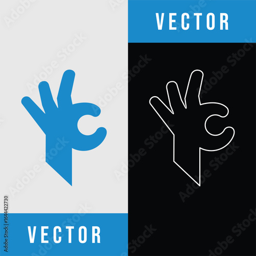 OK hand gesture symbol in blue and white