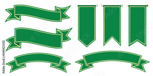 set of green ribbons