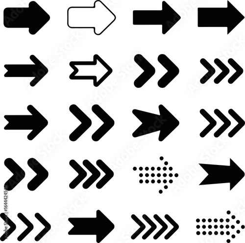 Diverse arrows point the way forward, simple directional icons for navigation and design, clean and modern symbols collection