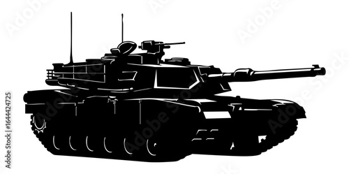 Minimal M1A2 Abrams Main Battle Tank Side View Flat Vector Illustration