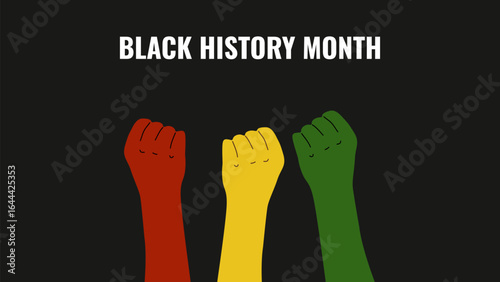 Black History Month African American history card celebration. Red yellow green color. Web page banner poster design. Vector.