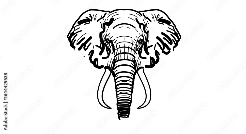 Obraz premium Object elephant head drawing vector illustration african wildlife animal sketch outline design nature safari zoo art 100 vector