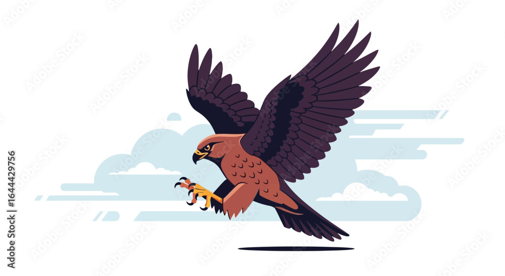 Fototapeta premium Majestic eagle soaring through the sky a vector illustration emphasizing freedom and power through an avian predator in flight