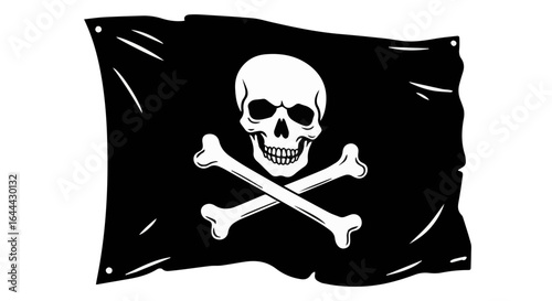 Object pirate flag illustration with skull and crossbones for halloween and pirate themed designs and decorations vector