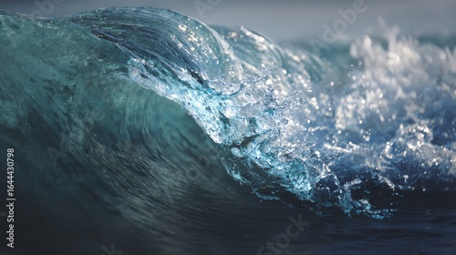 A close-up view of a beautiful ocean wave, showcasing the vibrant colors and movement of water as it crashes.