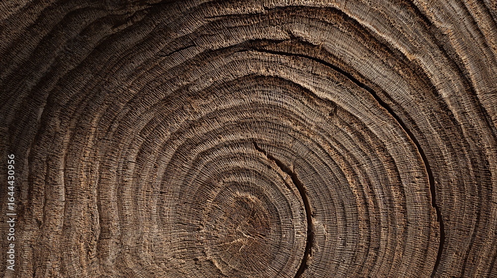 Naklejka premium A close-up view of a tree stump, showcasing the intricate growth rings and textures of the wood.