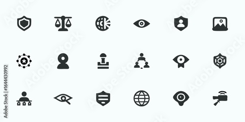 Ethical AI & Responsible Technology Line Art Vector Icons — Privacy, Fairness, Transparency, AI Governance, and Data Protection Symbols

