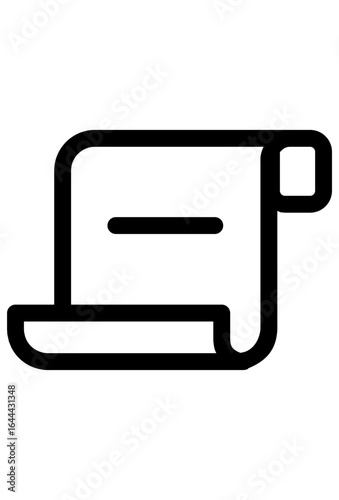 Document with a minus sign, indicating removal or deletion.
Paper icon, line through middle, signifying removal.
Scroll symbol, indicating deletion or removal of content.