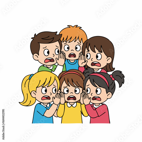 Cartoon Flat Style Worried Children Group Expression Illustration Artwork