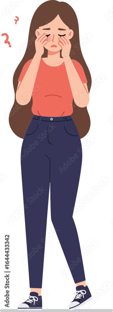 custom made wallpaper toronto digitalYoung woman rubbing tired eyes feeling sleepy and confused vector illustration in casual outfit standing pose