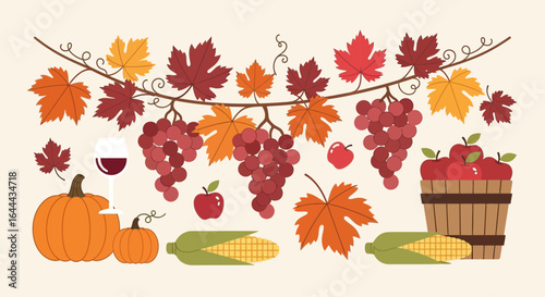 Thanksgiving Harvest Bounty Abundance With Festive Elements Autumnal Season