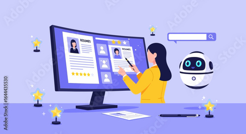 Recruitment process with AI, talent search and resume selection for open positions within the company human resources department