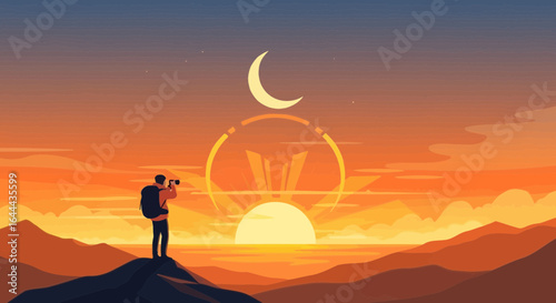 Silhouette photographer captures the ethereal beauty of sunrise over mountain landscape