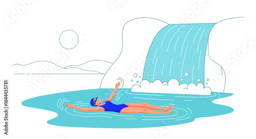 Relaxing in a serene waterfall pool a tranquil escape for rejuvenation and peace