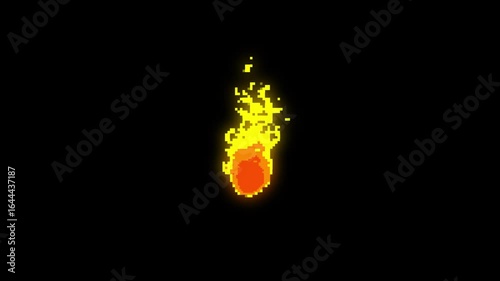 Animated pixel art fire, retro pixel art fire animation, looped, with alpha channel