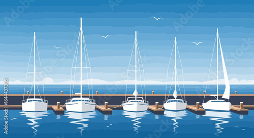 Sailing Yachts Moored At Dock Illustrating Peaceful Marina And Leisurely Nautical Scene