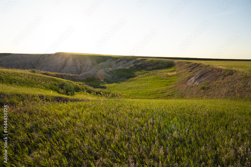 Fototapeta premium Open prairie under clear sky