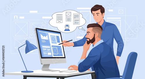 Teamwork and collaboration in website design and development brainstorming session