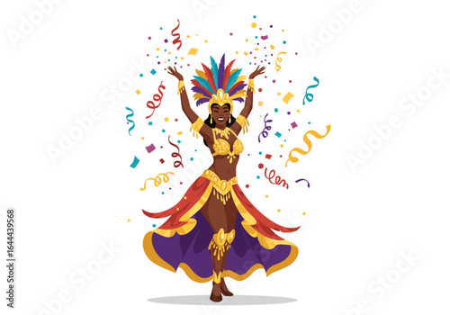 Brazilian Carnival Dancer in Colorful Costume.