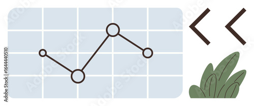 Wallpaper Mural Line graph grid with connected points, navigation arrows, and plant illustration. Ideal for data visualization, analysis, growth trends, progress, business strategy, navigation nature-friendly Torontodigital.ca