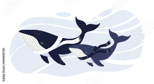 Whimsical Winter Whales: A heartwarming illustration of marine life with festive scarves