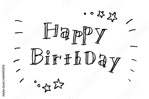 手描き風シンプル Happy Birthday ドゥードル｜誕生日カード・装飾にぴったり