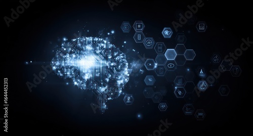 Abstract brain graphic with interconnected data