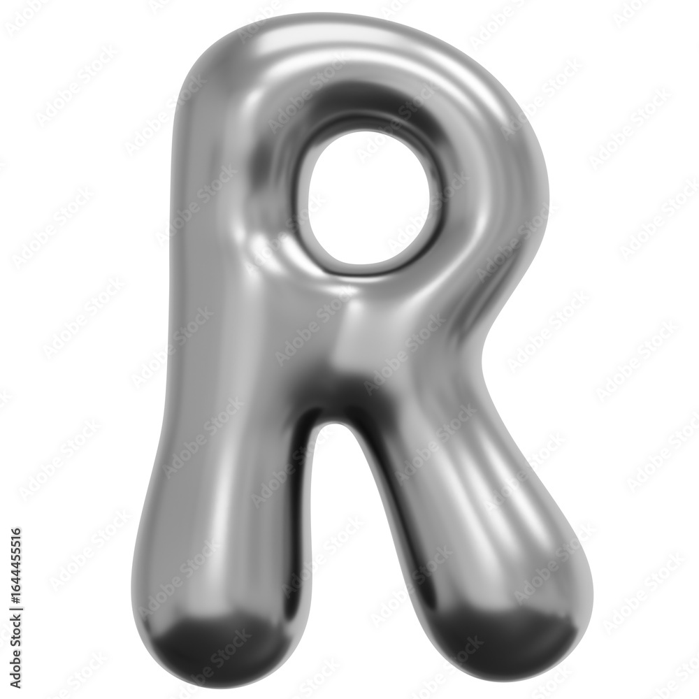 Fototapeta premium 3D Liquid Chrome R Icon
