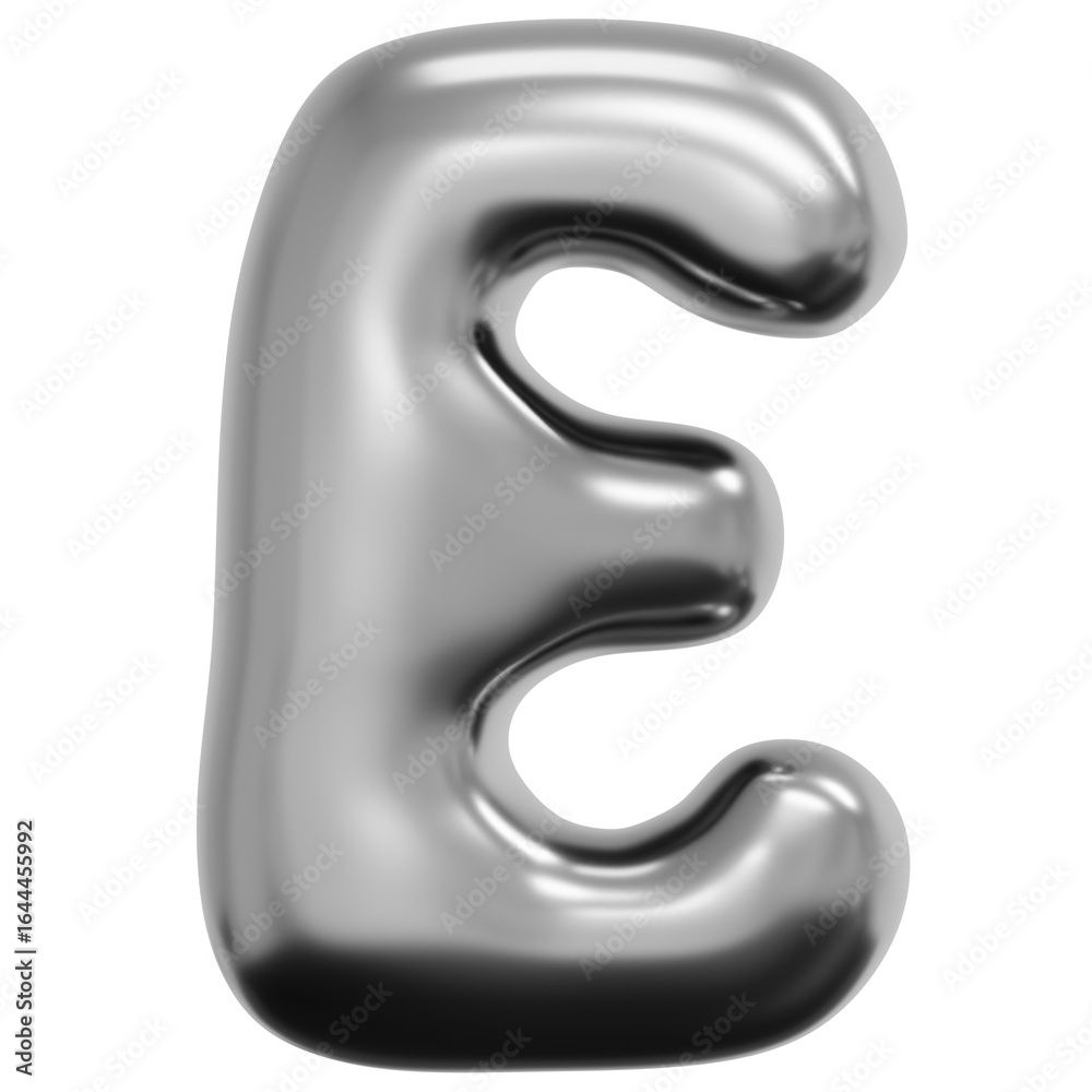 Fototapeta premium 3D Liquid Chrome E Icon