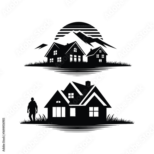 real estate vector silhouette clip art logo design concept illustration