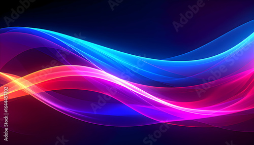 Colorful Abstract Waves of Light in Shades of Blue, Pink, and Purple Creating a Dynamic Atmosphere